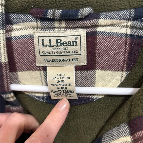 L.L. Bean Plaid Hooded Shirt - Red and Cream - Picture 4 of 9
